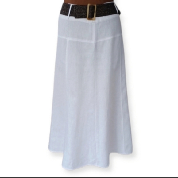 For Cynthia Dresses & Skirts - For  Cynthia White Linen Midi Skirt Size L